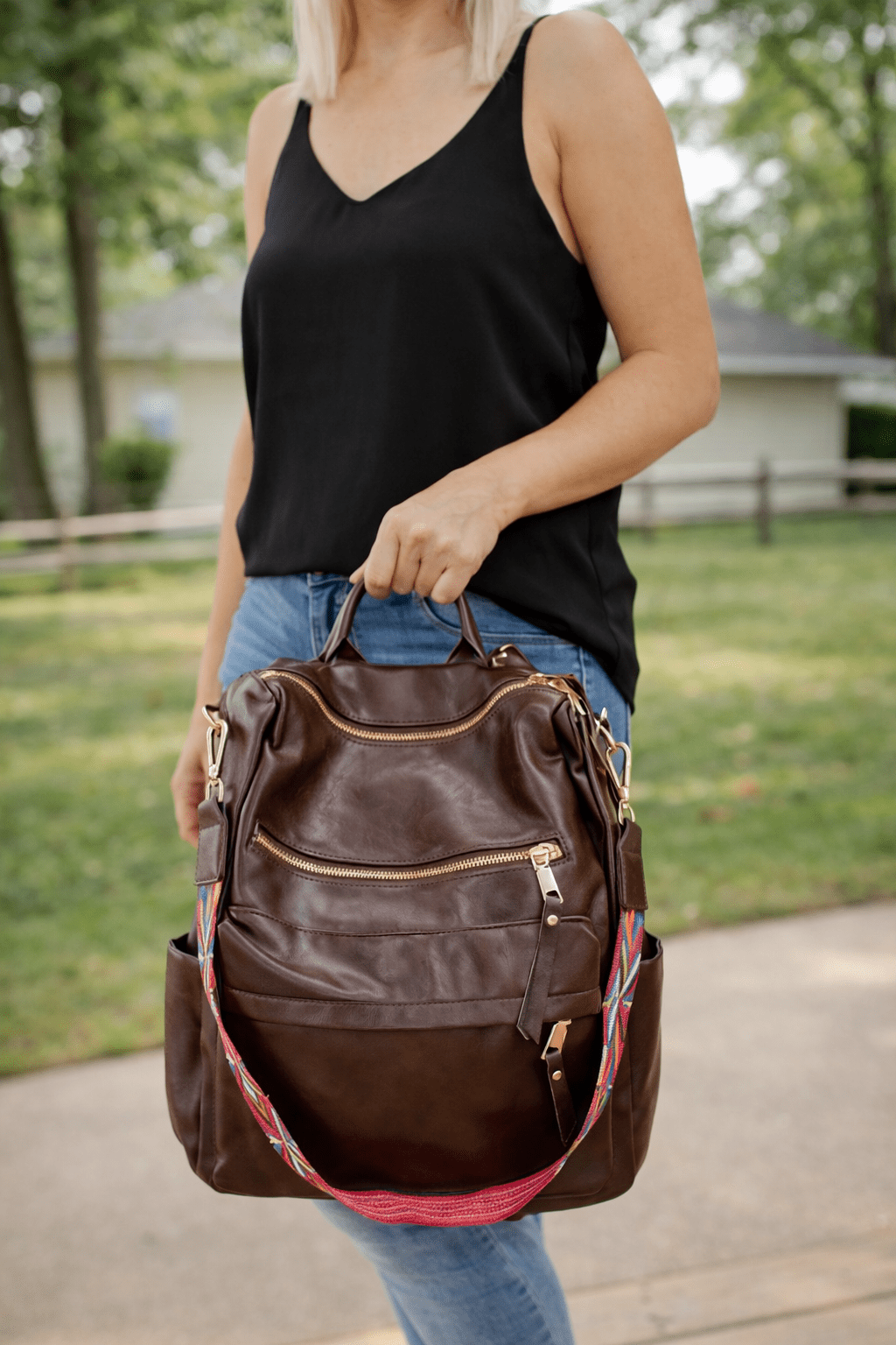 Chloe Convertible Backpack - Rich Brown - 22 Palms Boutique