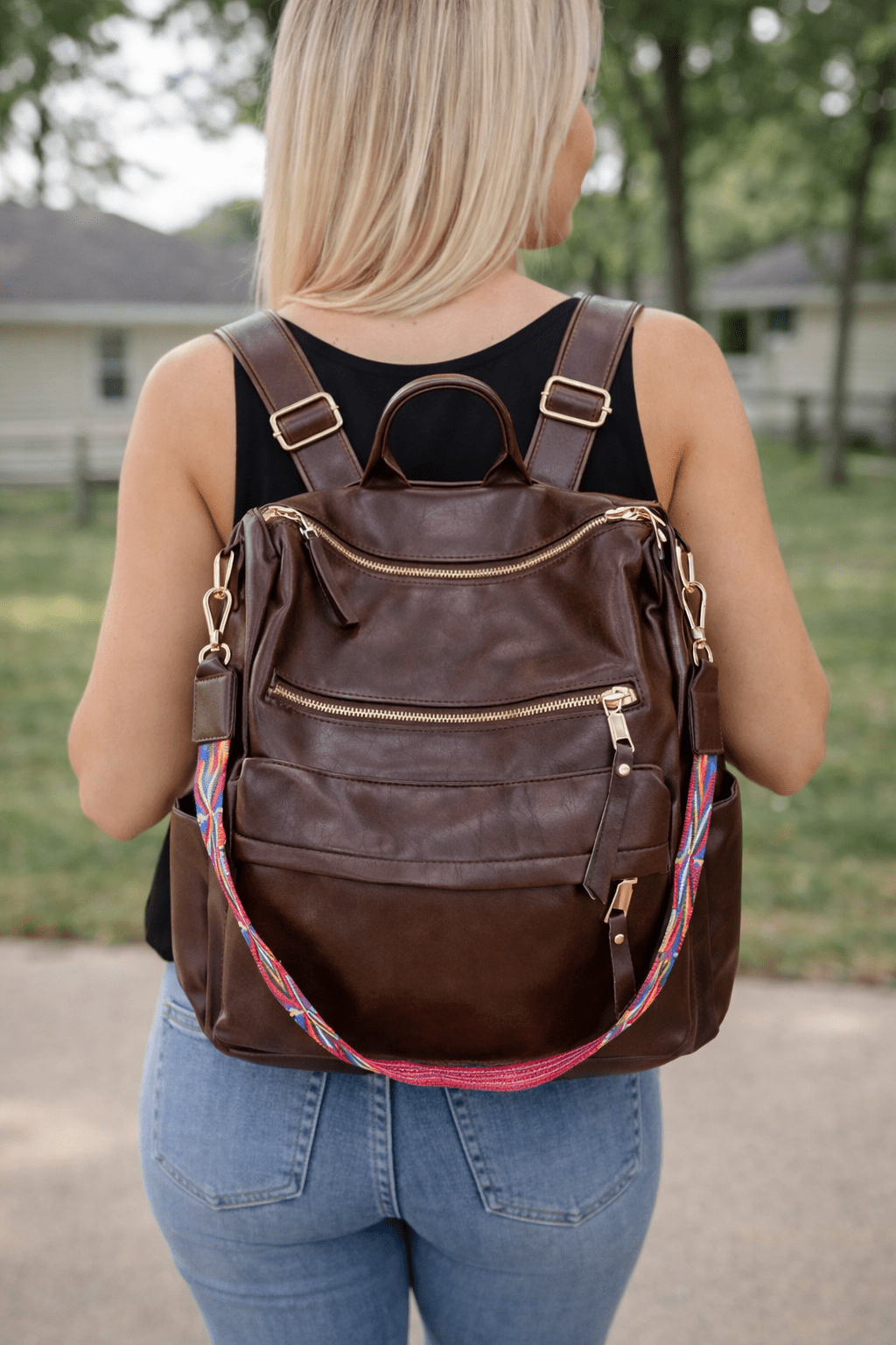Chloe Convertible Backpack - Rich Brown - 22 Palms Boutique