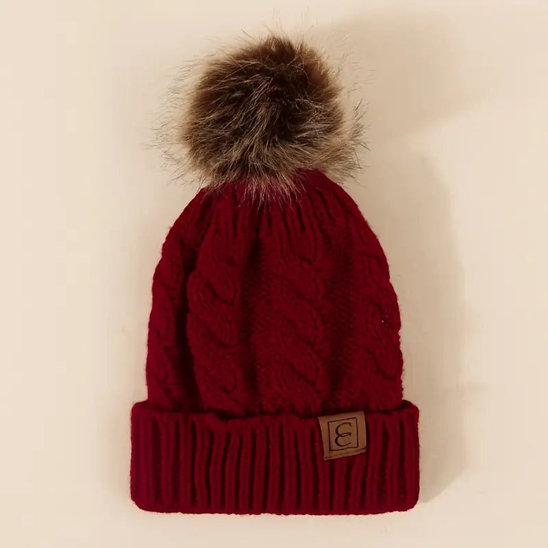 Classic Ribbed Knitted Beanie With Pom, multiple colors - 22 Palms Boutique
