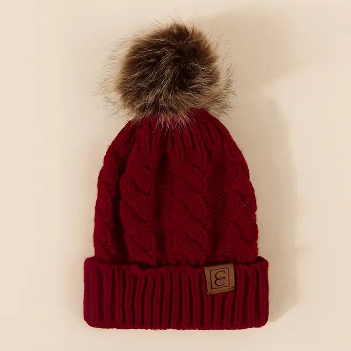 Classic Ribbed Knitted Beanie With Pom, multiple colors - 22 Palms Boutique