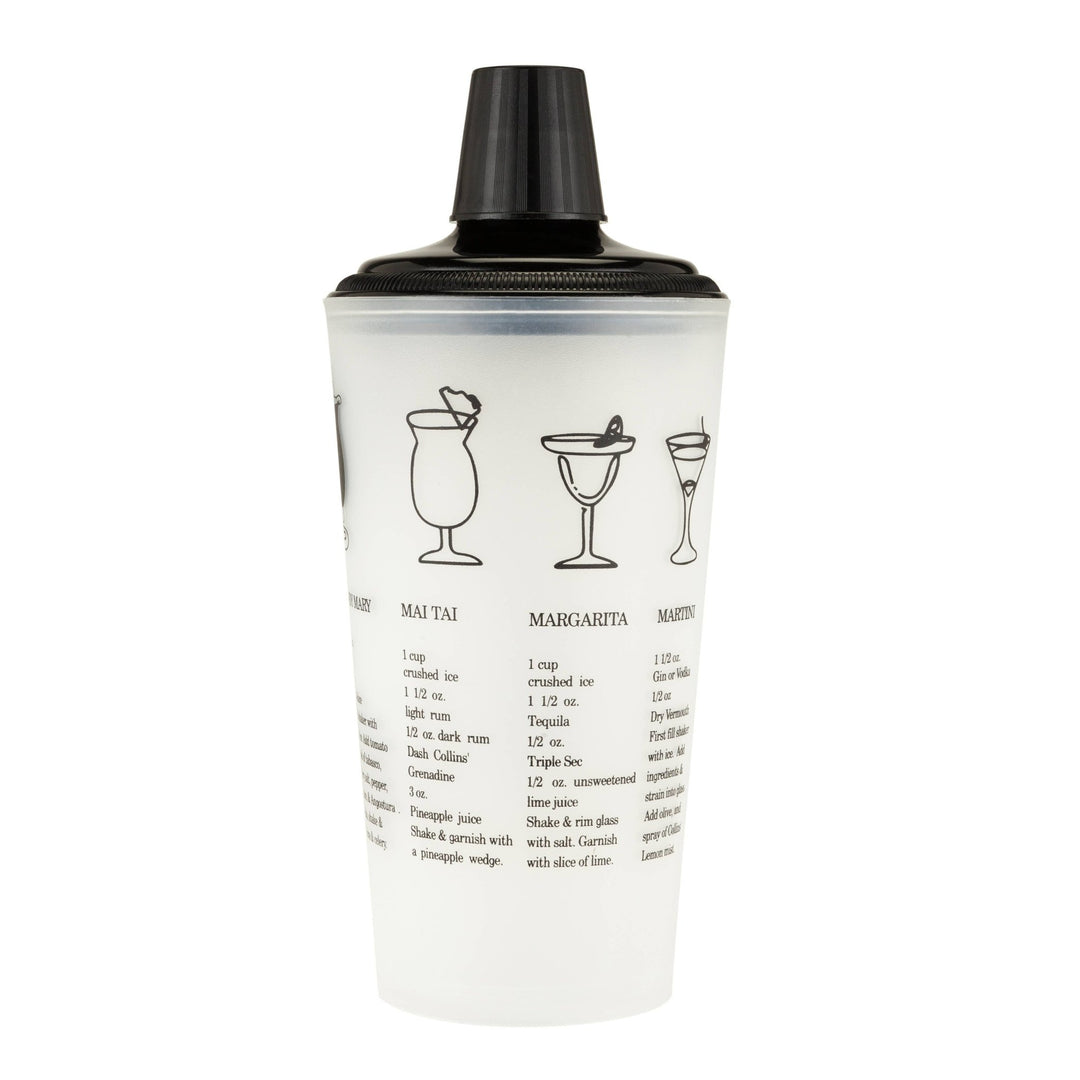 Cocktail Recipe Shaker w/ Built-in Strainer - 30 oz - Black - 22 Palms Boutique