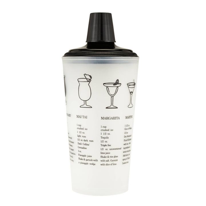 Cocktail Recipe Shaker w/ Built-in Strainer - 30 oz - Black - 22 Palms Boutique