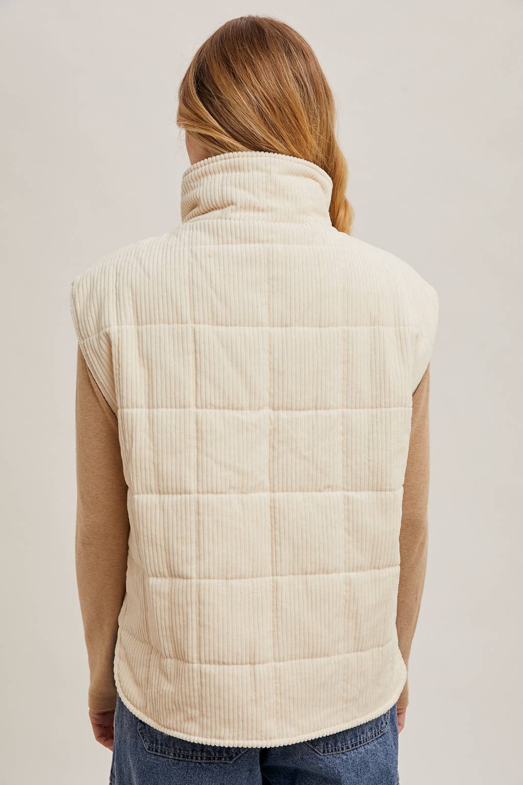 Corduroy Quilted Puffer Vest - 22 Palms Boutique