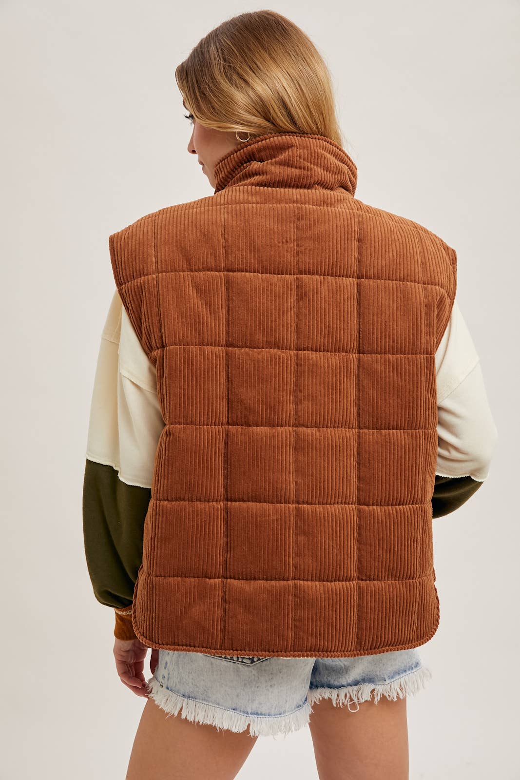 Corduroy Quilted Puffer Vest - 22 Palms Boutique