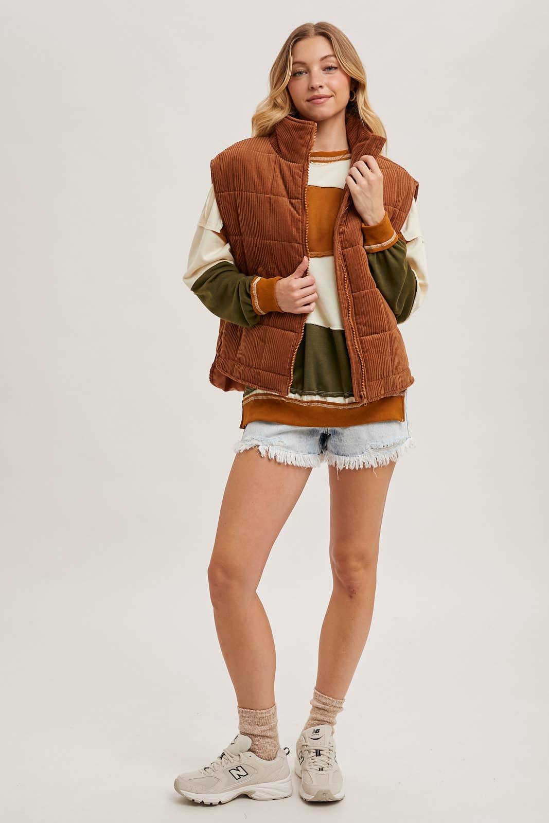 Corduroy Quilted Puffer Vest - 22 Palms Boutique