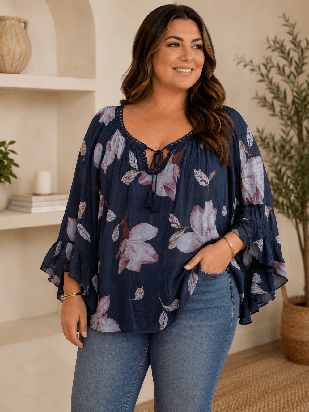 Cotton Tunic w/ Bell Sleeves - 22 Palms Boutique