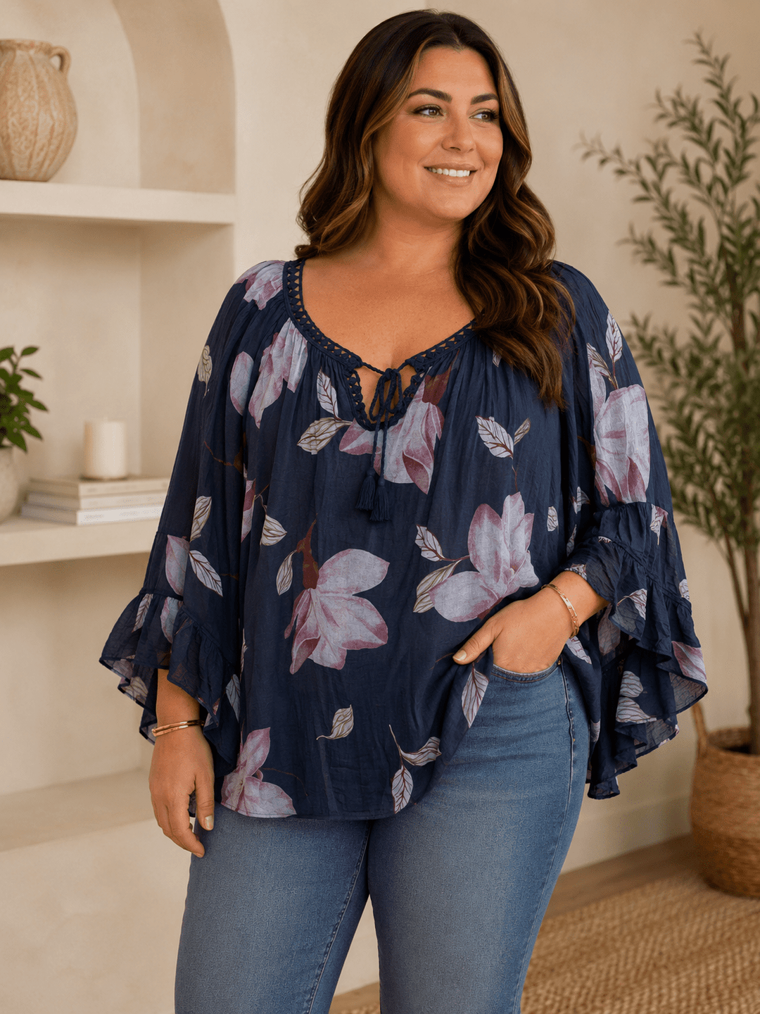 Cotton Tunic w/ Bell Sleeves - 22 Palms Boutique