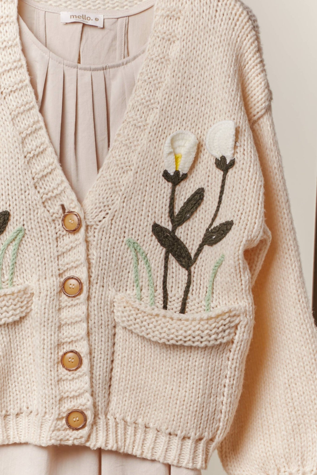 Cozy Bloom Embroidered Knit Cardigan - 22 Palms Boutique