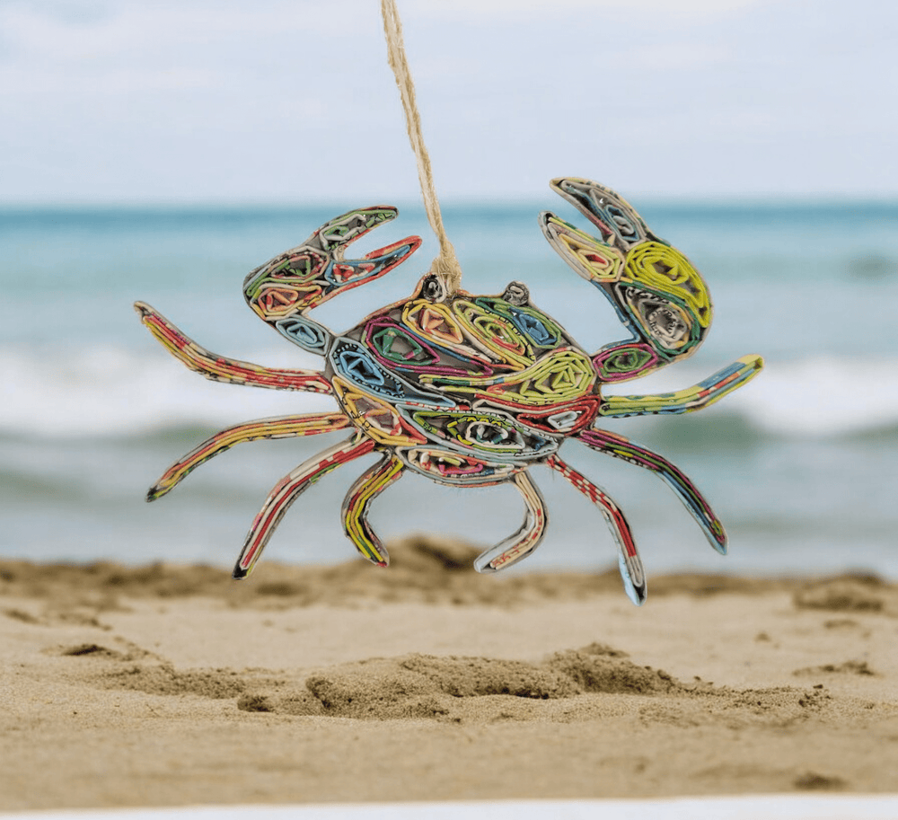 Crab Ornament - Coastal - Recycled Paper - 22 Palms Boutique