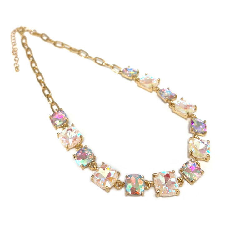 Cushion Cut Crystal Link Necklace - 22 Palms Boutique