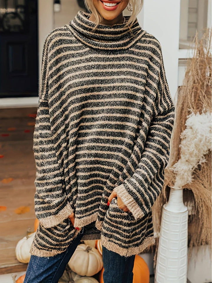 Striped Turtleneck Pullover Sweater - 22 Palms Boutique