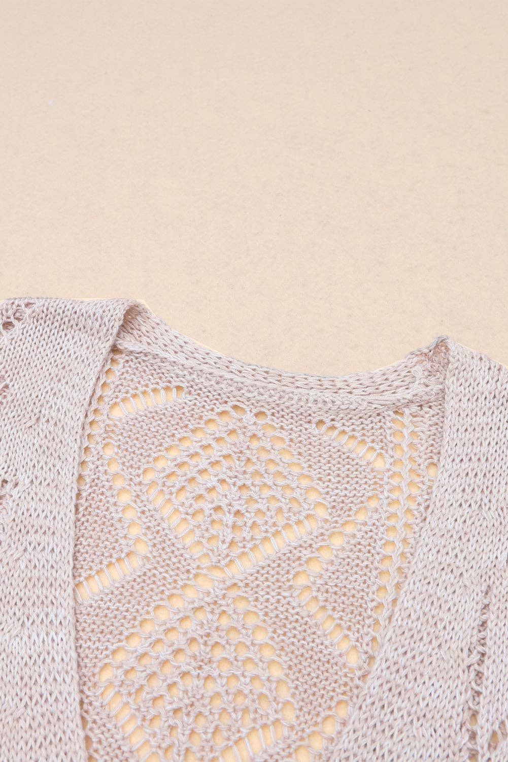 Khaki Openwork Knit Cardigan - 22 Palms Boutique