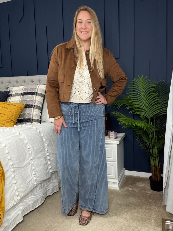 Dolce Cabo Suede Button Up Cropped Jacket - 22 Palms Boutique
