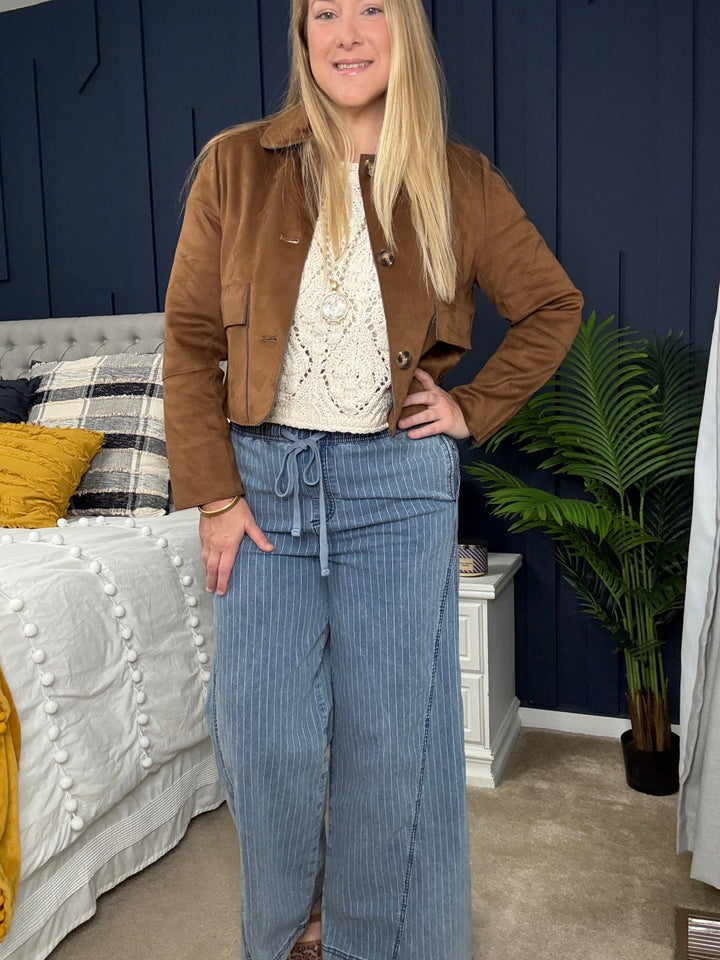 Dolce Cabo Suede Button Up Cropped Jacket - 22 Palms Boutique
