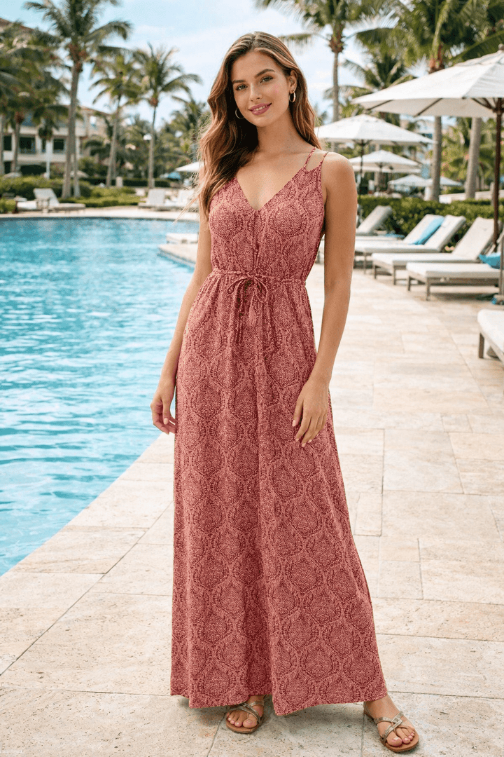 Elan Rochelle V - neck maxi with high slit - 22 Palms Boutique