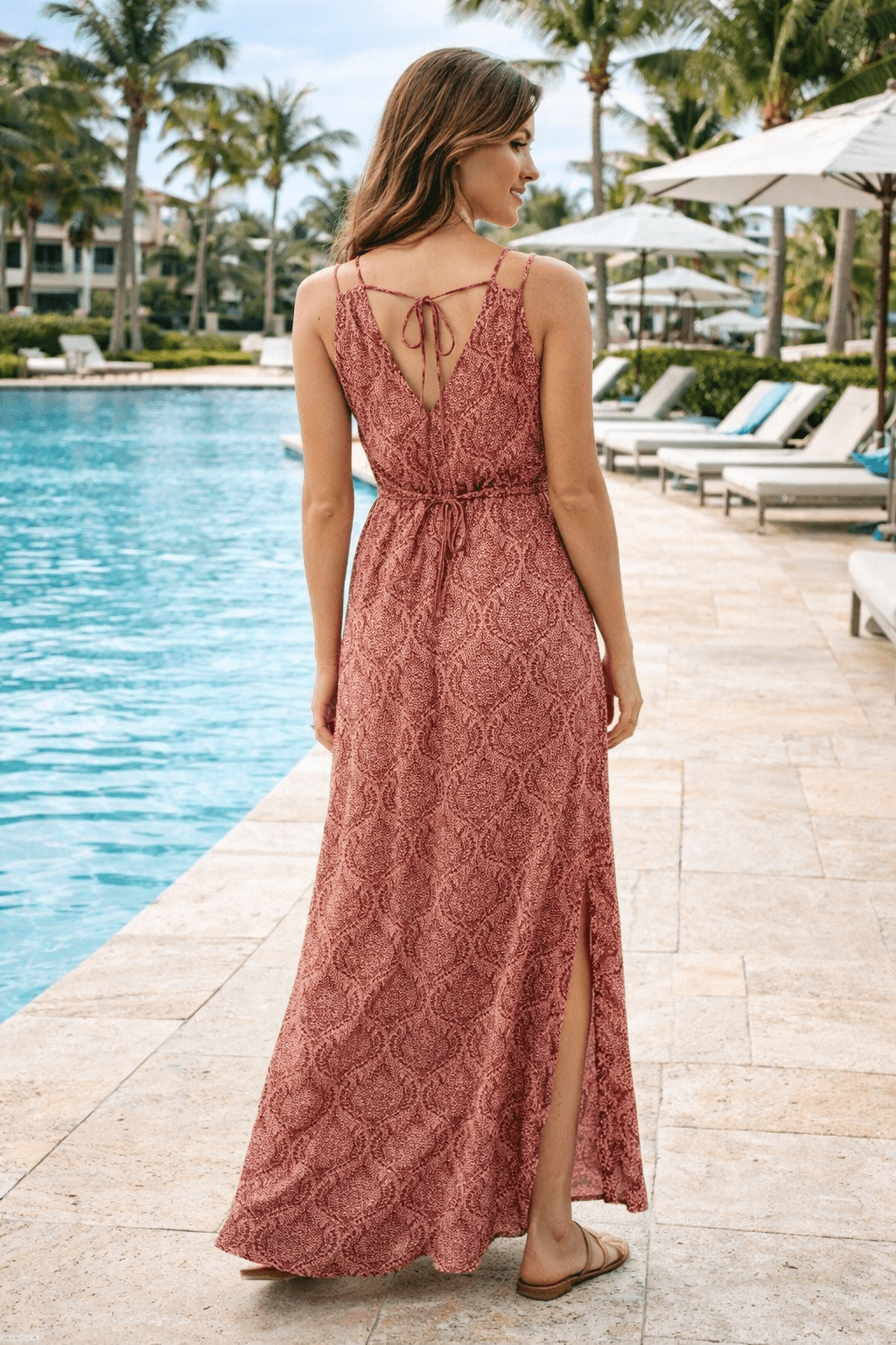 Elan Rochelle V - neck maxi with high slit - 22 Palms Boutique