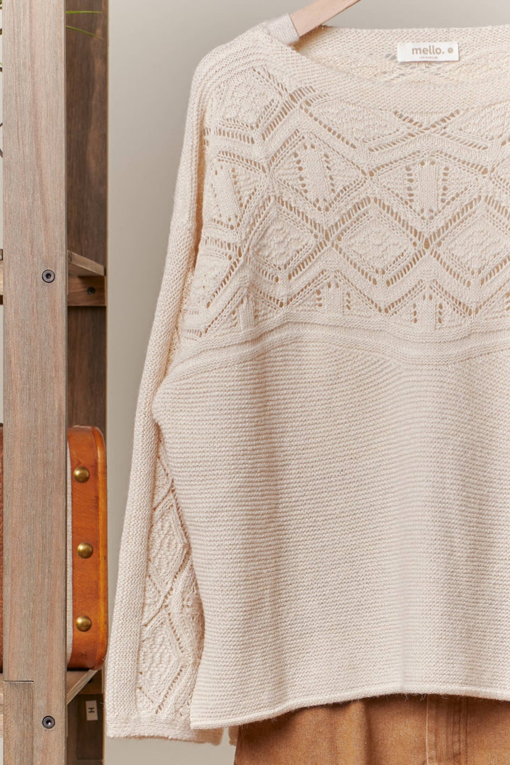 Elegant Lace Trim Sweater - 22 Palms Boutique