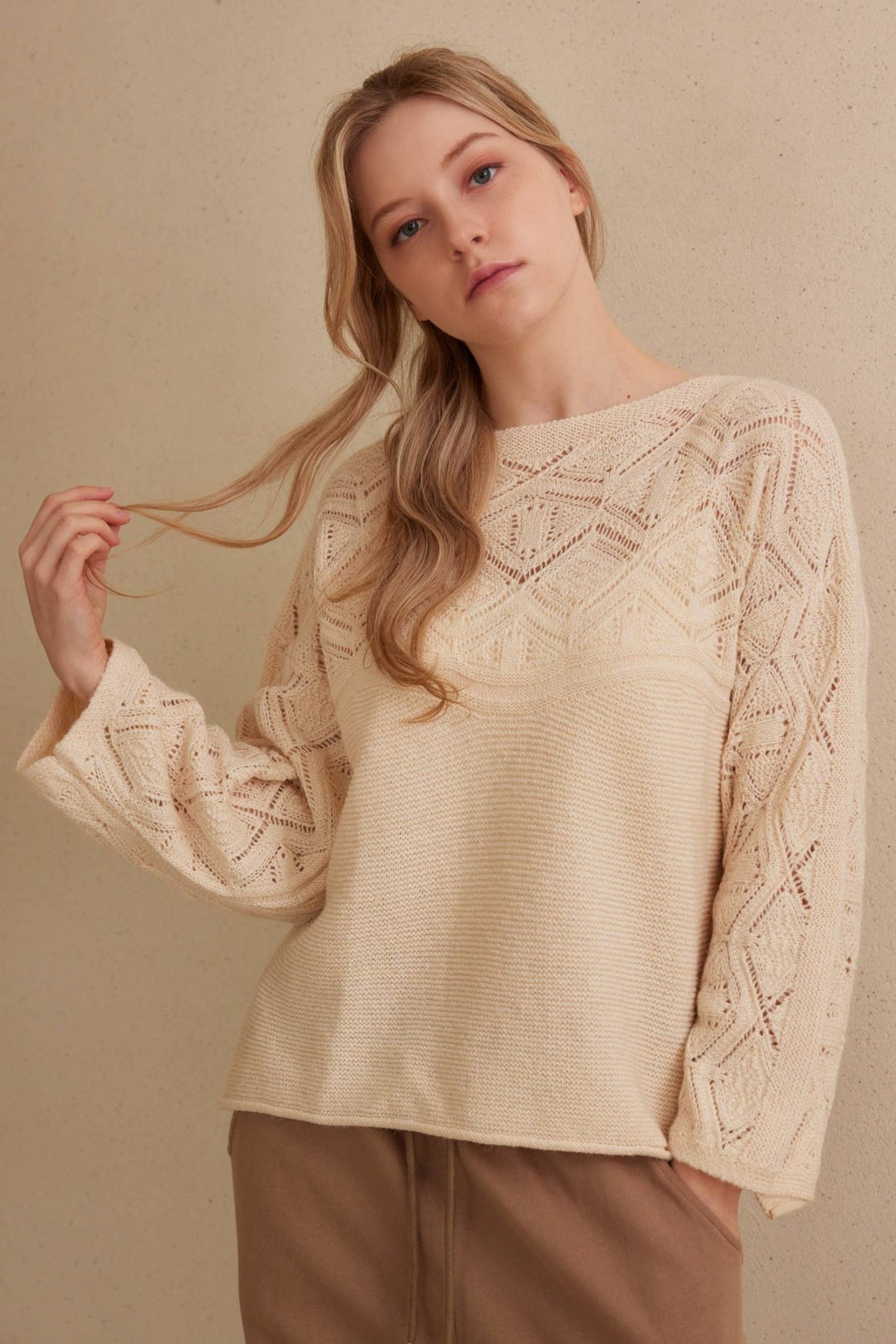 Elegant Lace Trim Sweater - 22 Palms Boutique