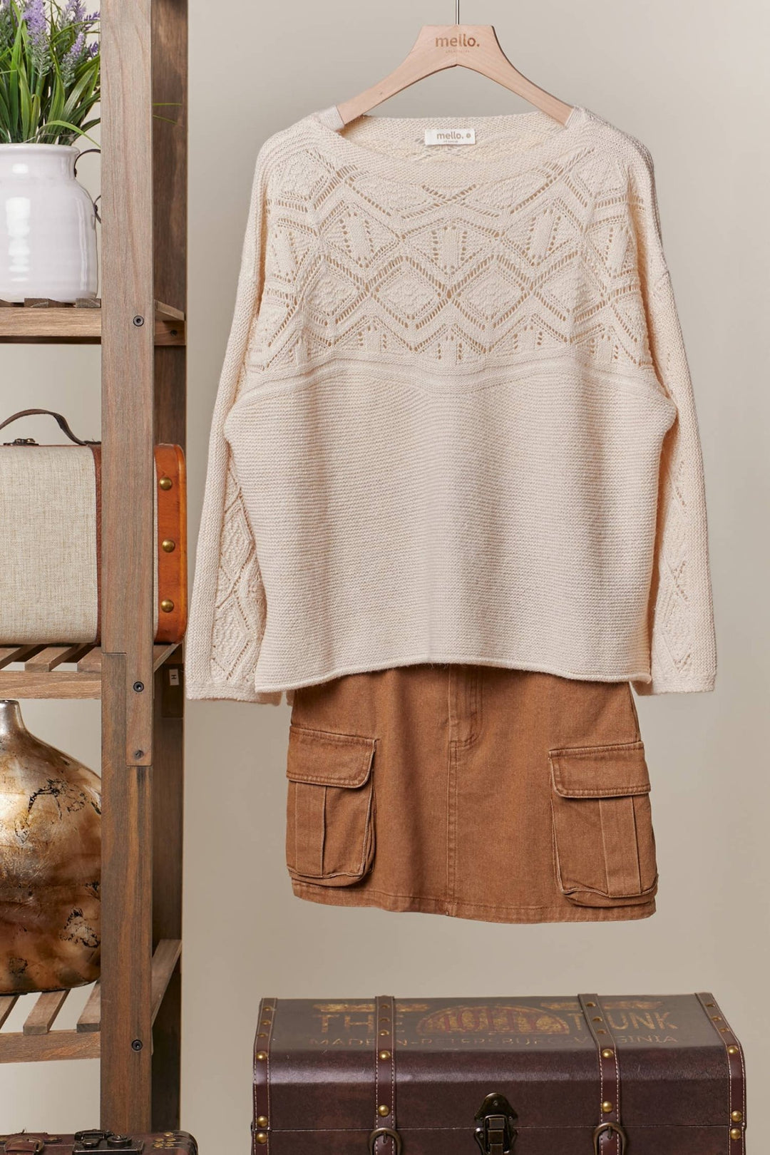 Elegant Lace Trim Sweater - 22 Palms Boutique