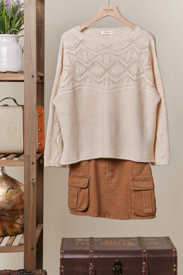Elegant Lace Trim Sweater - 22 Palms Boutique