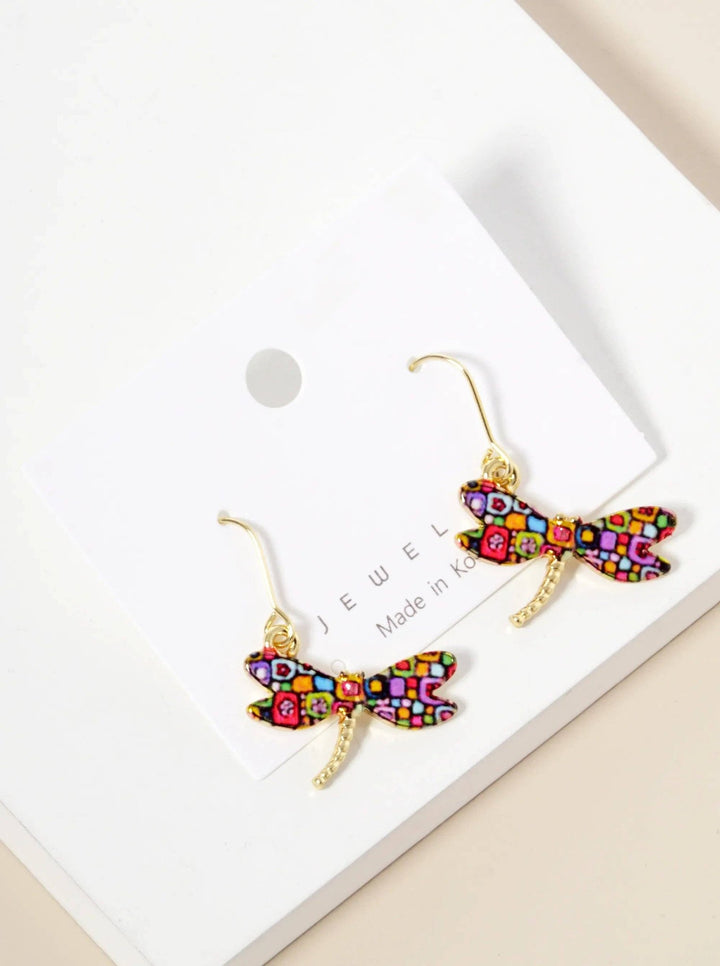 Epoxy Dragonfly Dangle Drop Earrings - 22 Palms Boutique