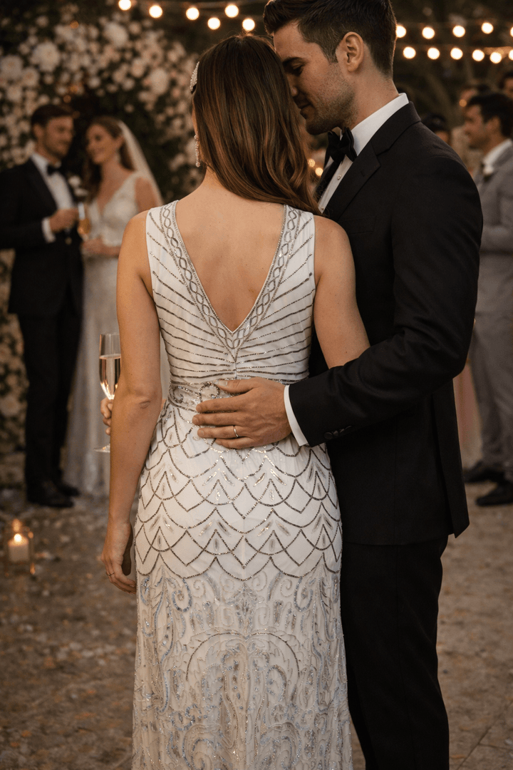 Eva 1920s - Inspired Beaded Wedding Gown - 22 Palms Boutique
