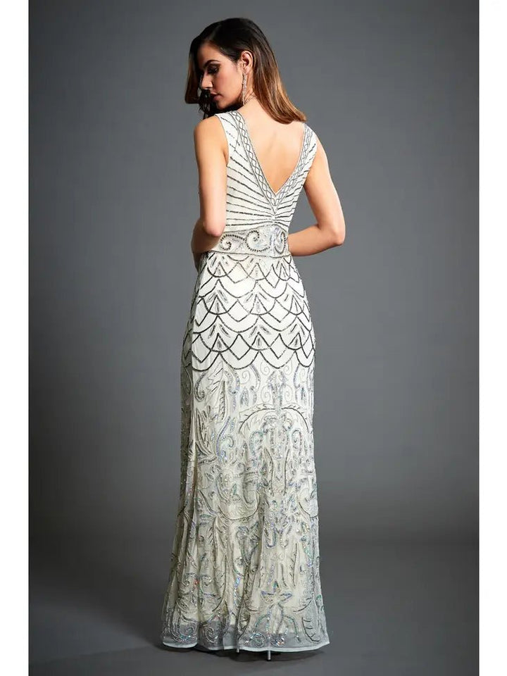 Eva 1920s - Inspired Beaded Wedding Gown - 22 Palms Boutique