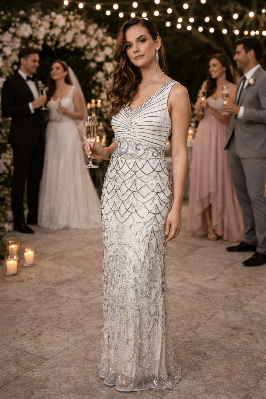 Eva 1920s - Inspired Beaded Wedding Gown - 22 Palms Boutique