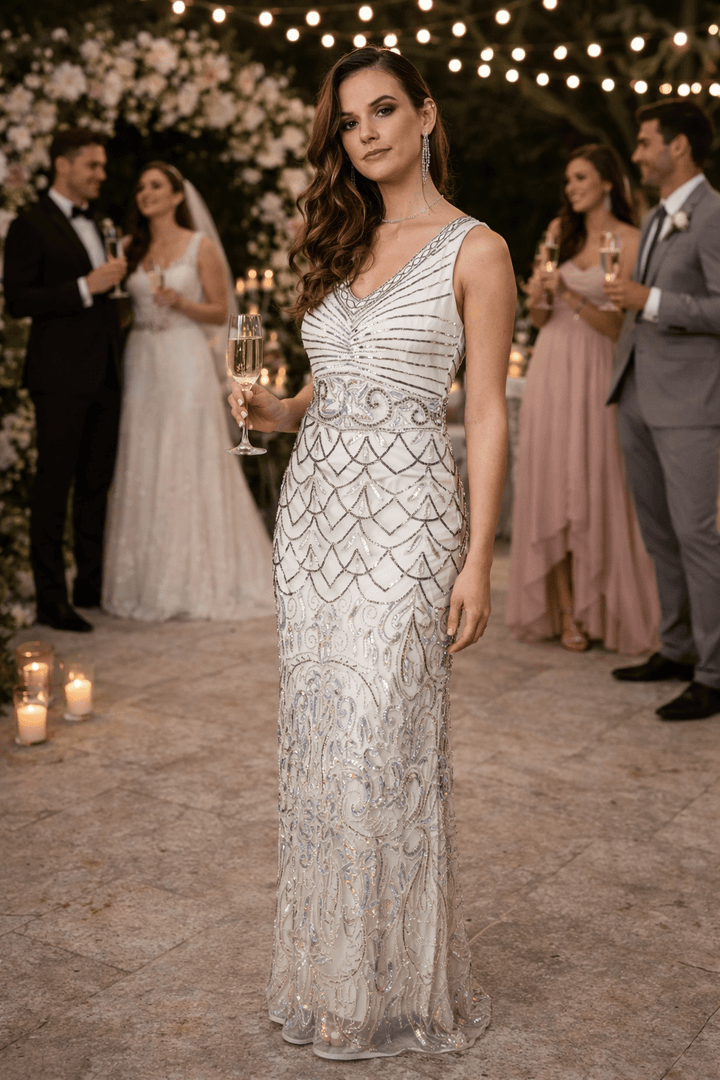 Eva 1920s - Inspired Beaded Wedding Gown - 22 Palms Boutique