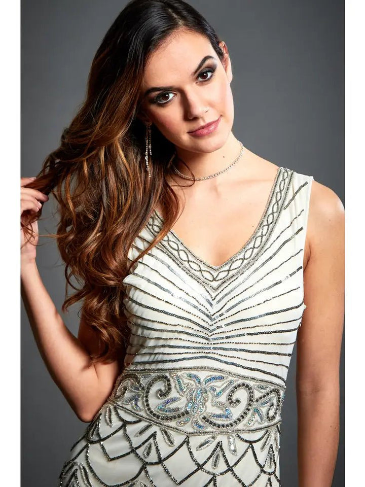 Eva 1920s - Inspired Beaded Wedding Gown - 22 Palms Boutique