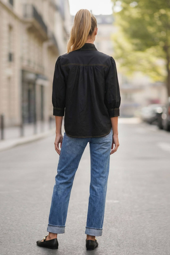 Giselle High Neck Blouse in Black