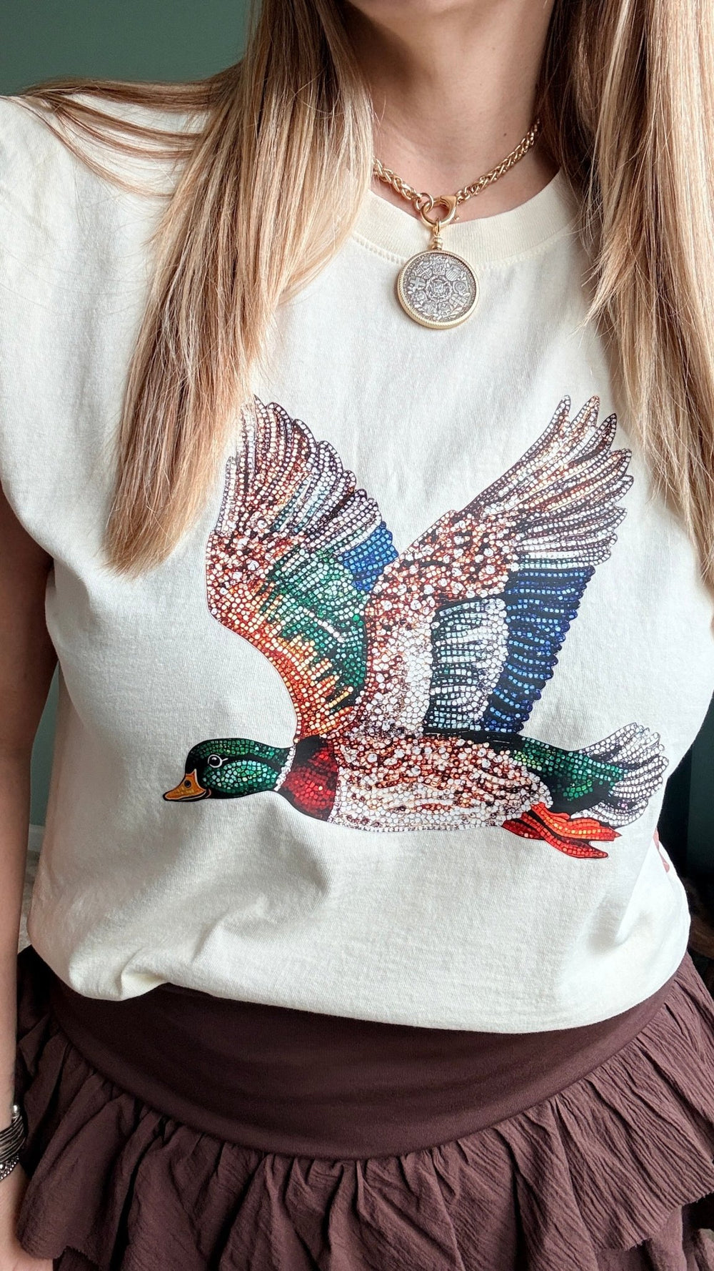Faux Rhinestone Mallard Muscle Tank - 22 Palms Boutique