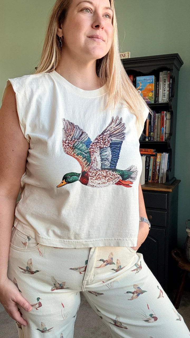 Faux Rhinestone Mallard Muscle Tank - 22 Palms Boutique
