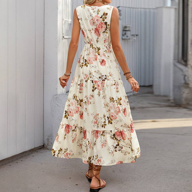 Floral Sleeveless Maxi Dress - 22 Palms Boutique