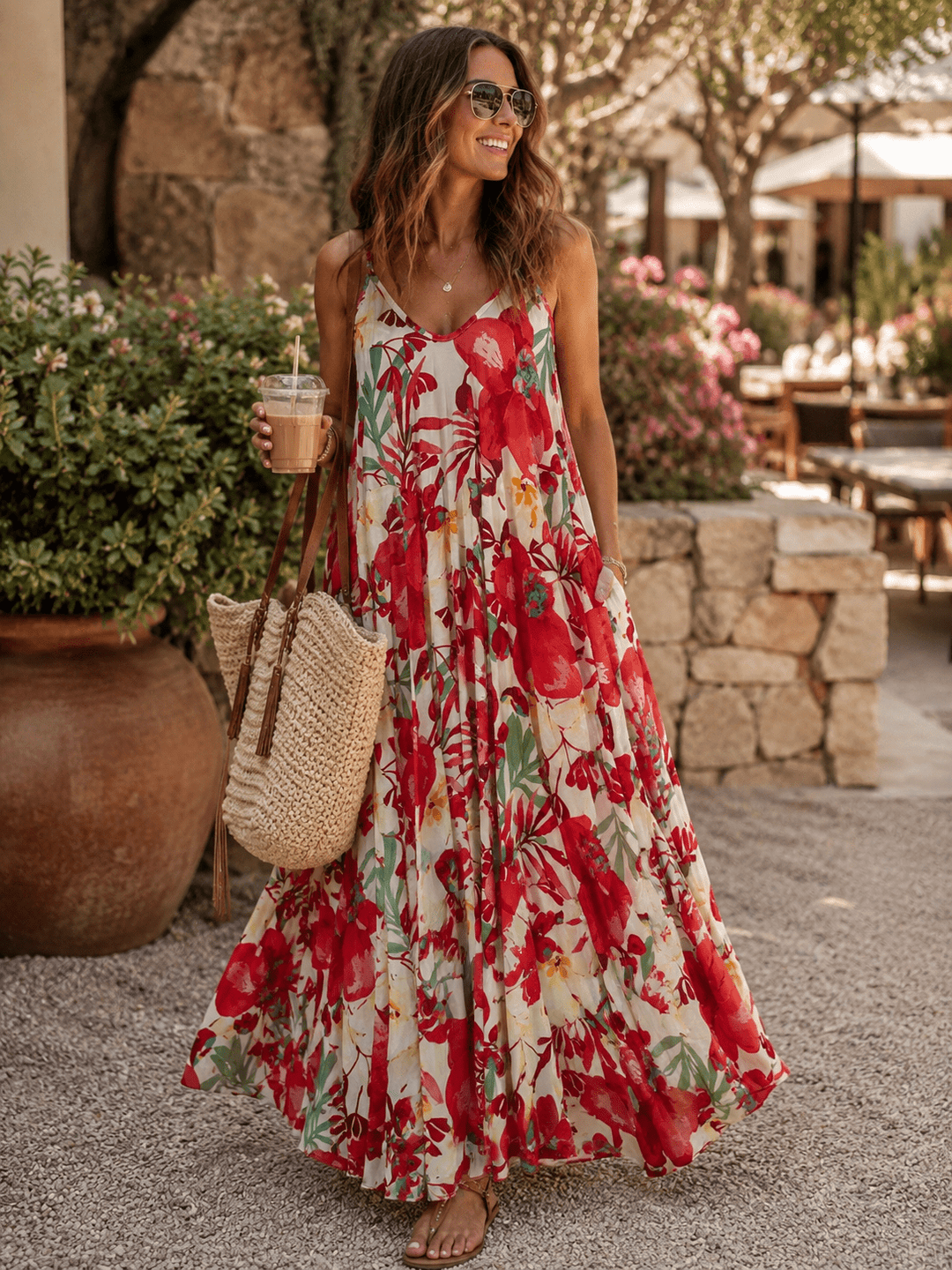 Floral Spaghetti Strap Dress - 22 Palms Boutique