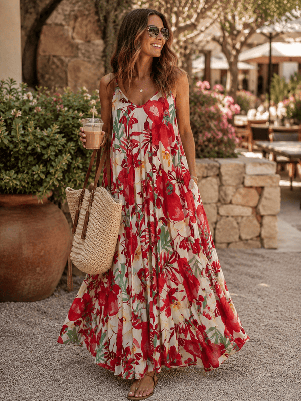 Floral Spaghetti Strap Dress - 22 Palms Boutique