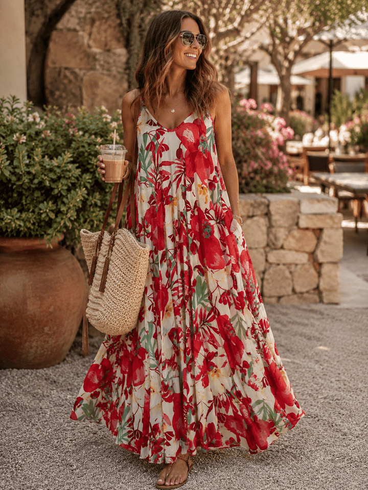 Floral Spaghetti Strap Dress - 22 Palms Boutique