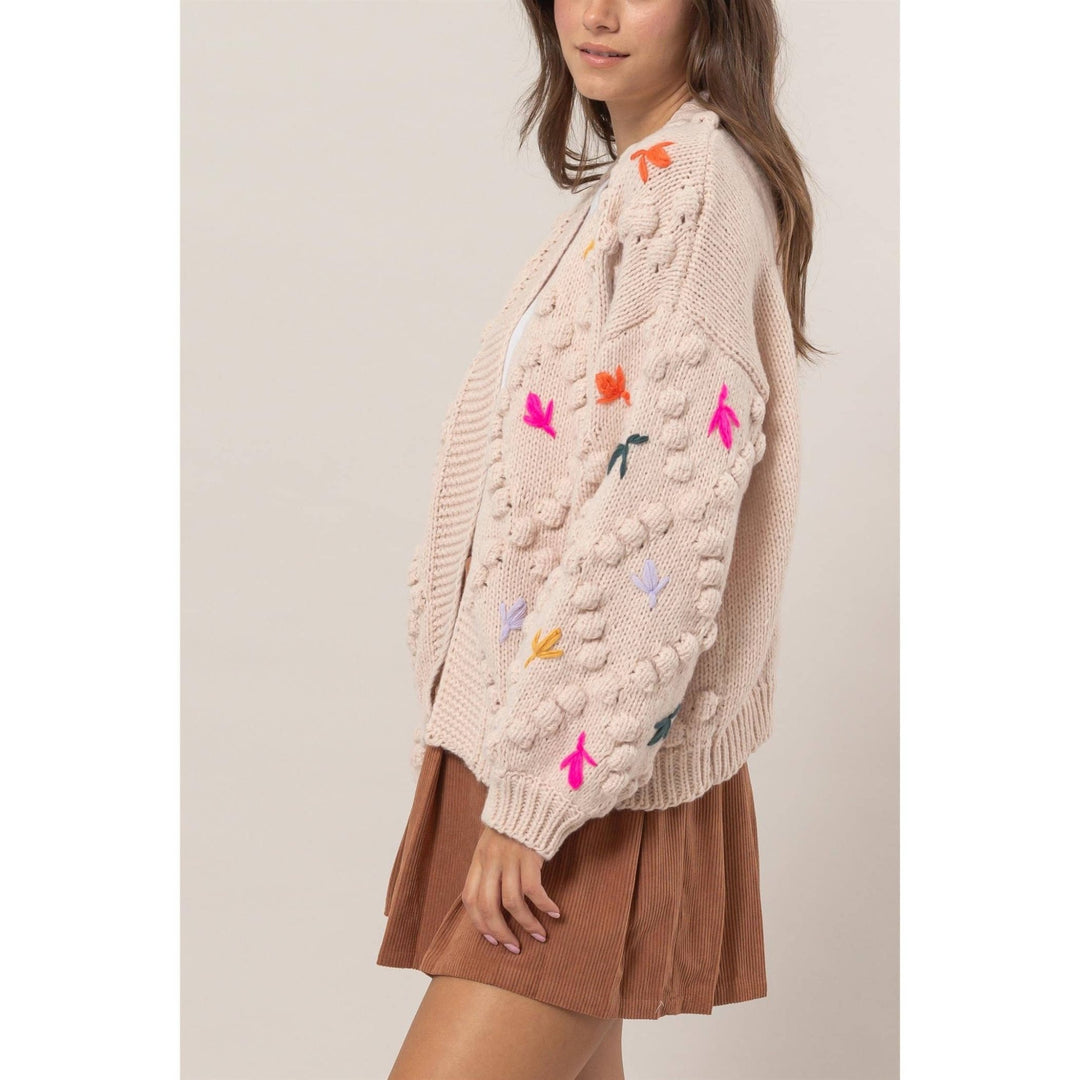 Floral Stitch Knit Cardigan - 22 Palms Boutique
