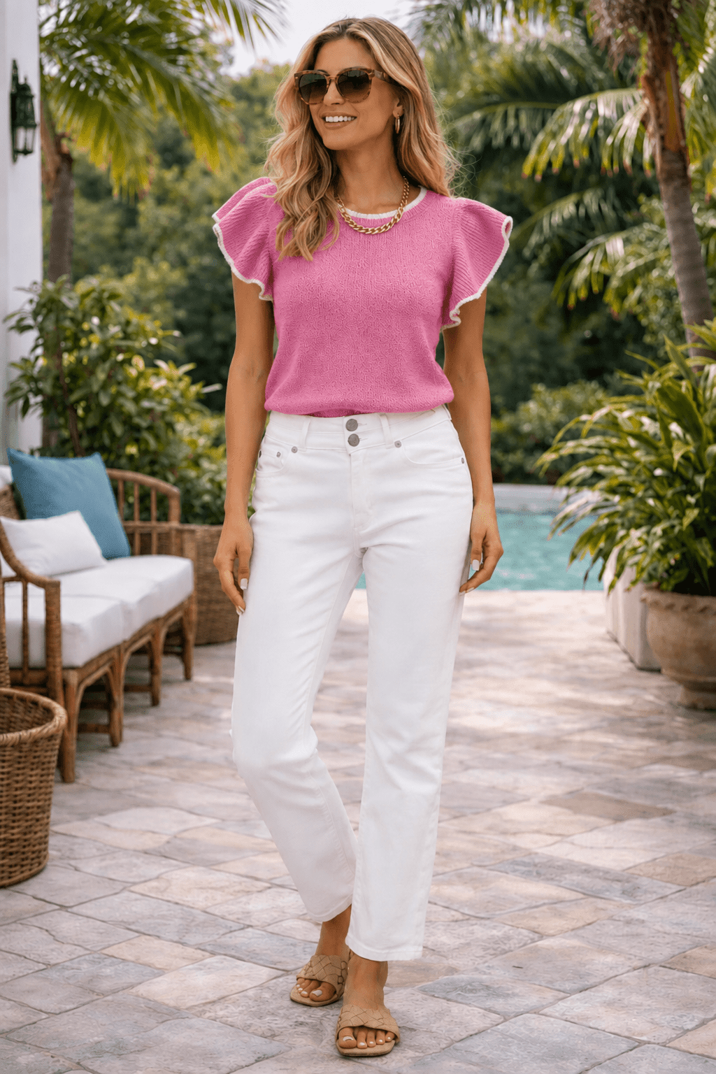 Flutter Sleeve Knit Top - 22 Palms Boutique