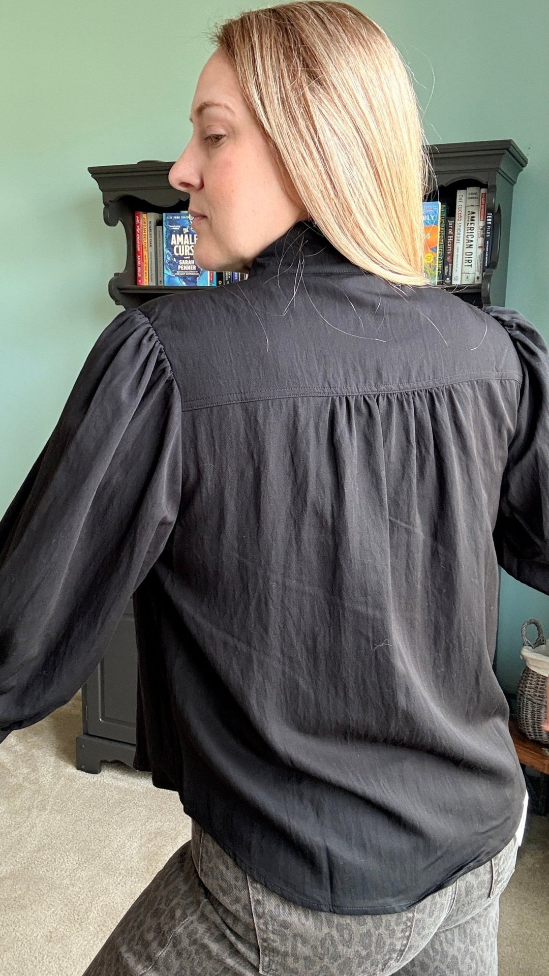 Giselle High Neck Blouse in Black - 22 Palms Boutique