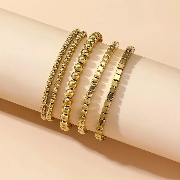 Golden mix beaded stacking bracelets - 22 Palms Boutique