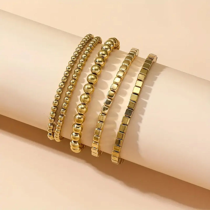 Golden mix beaded stacking bracelets