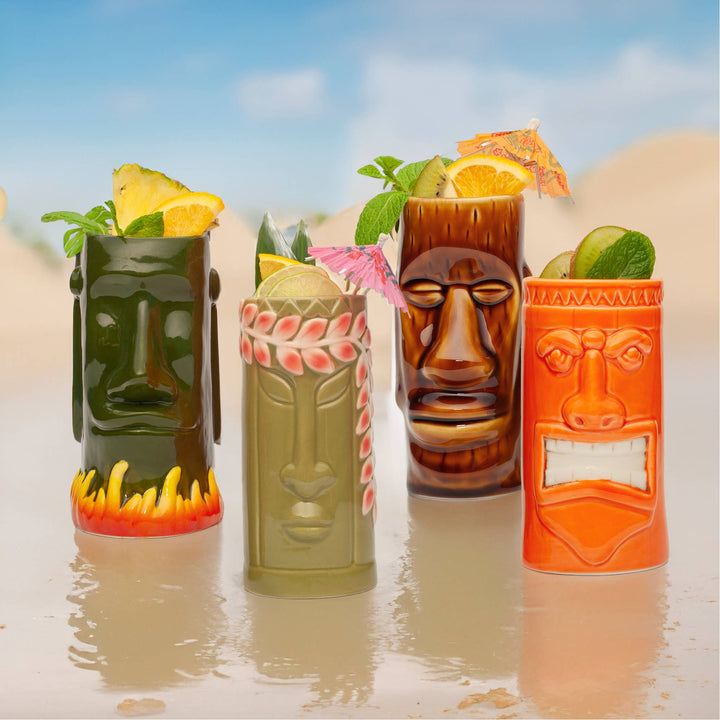 Hand - Painted Ceramic Tiki Mugs - 22 Palms Boutique
