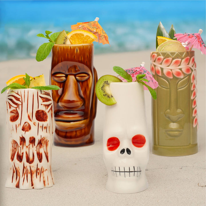 Hand - Painted Ceramic Tiki Mugs - 22 Palms Boutique
