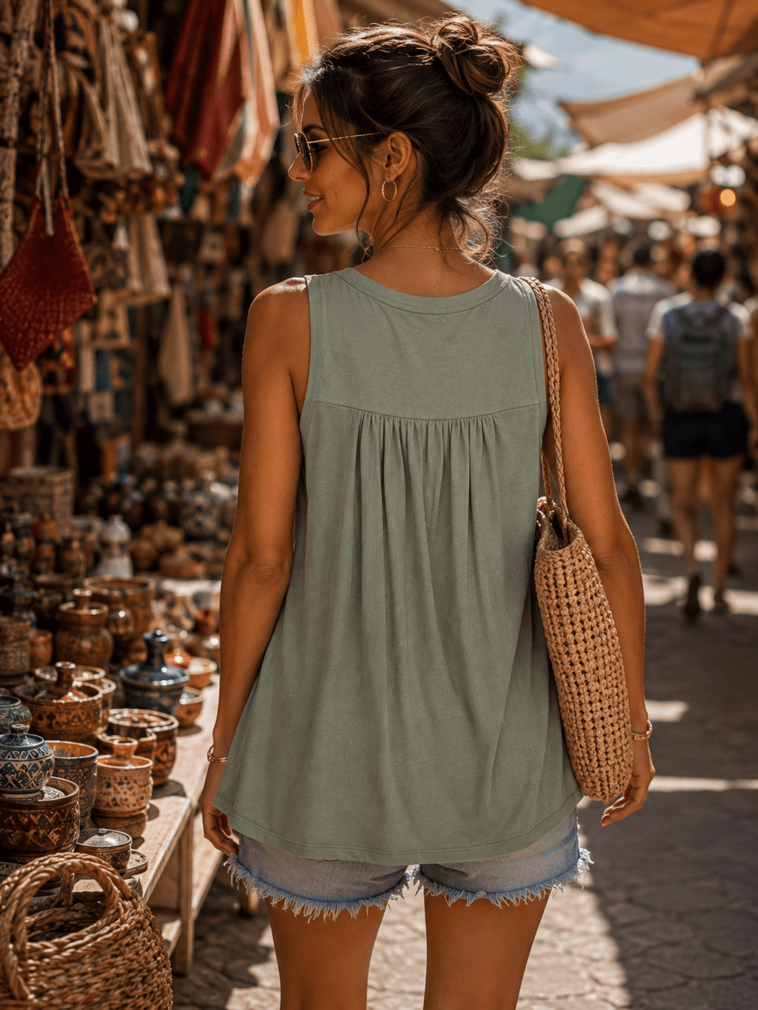 Henley Tank - Sage - 22 Palms Boutique
