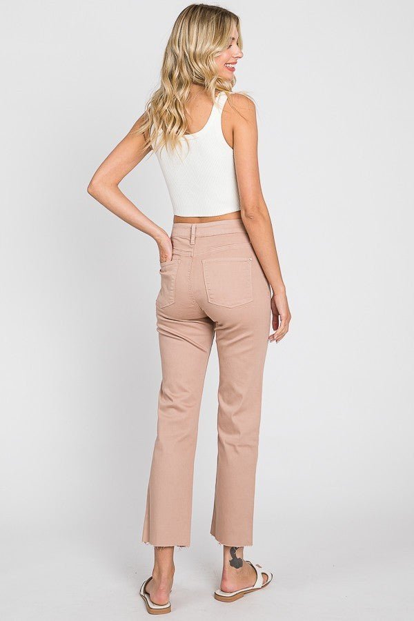 High - Rise Slim Straight Raw Hem Jeans - 22 Palms Boutique