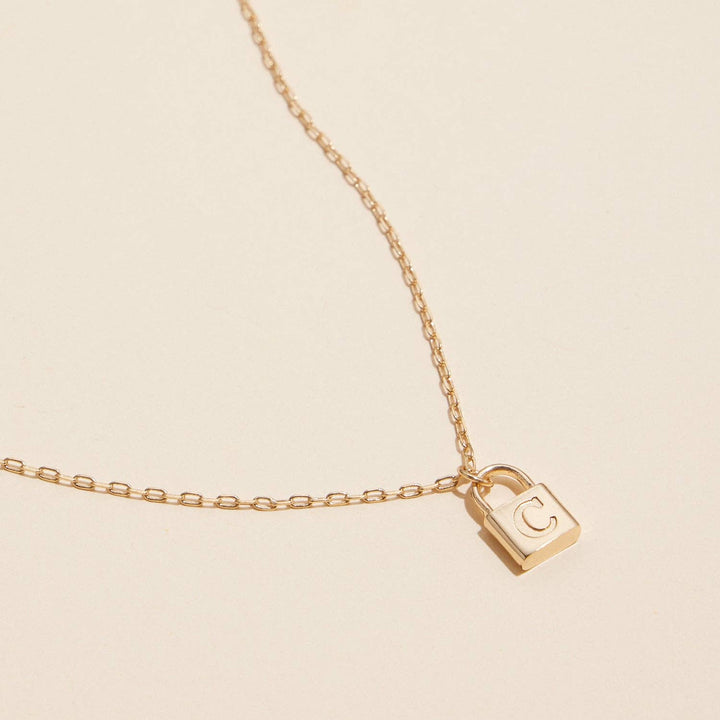 Initial Lock Pendant Necklace - 22 Palms Boutique