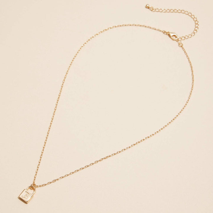 Initial Lock Pendant Necklace - 22 Palms Boutique
