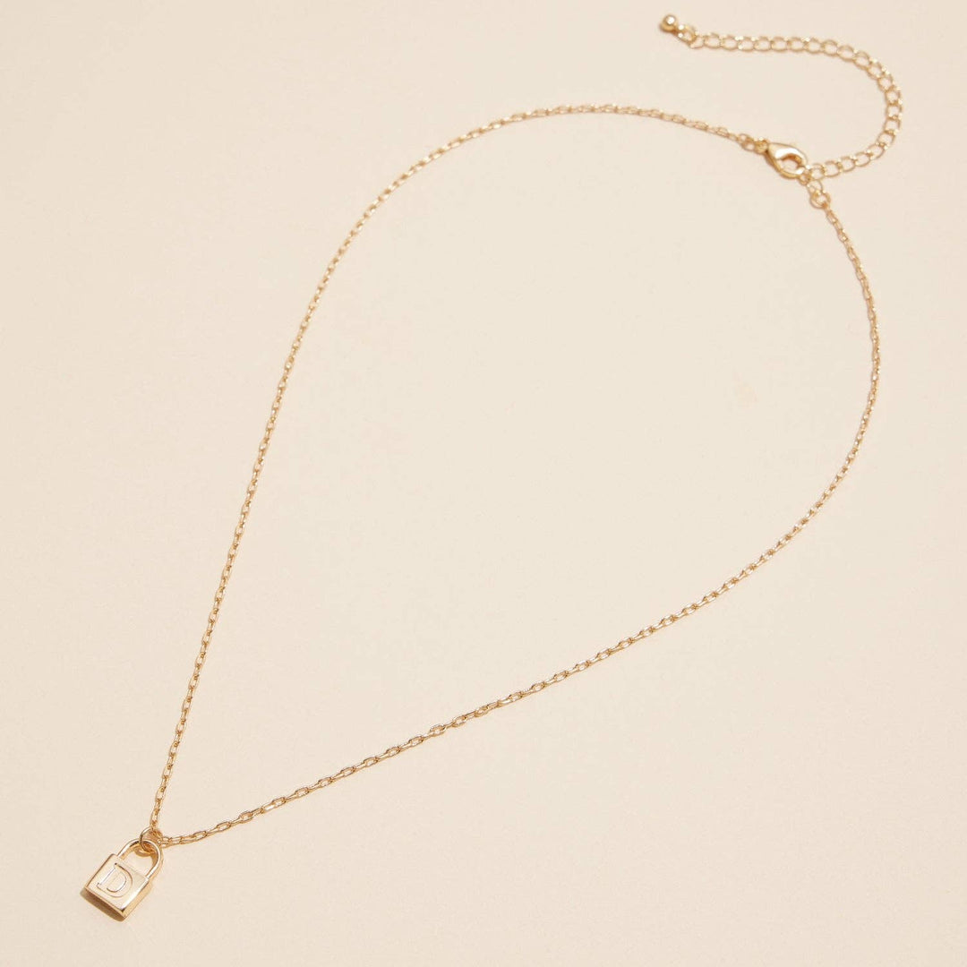 Initial Lock Pendant Necklace - 22 Palms Boutique