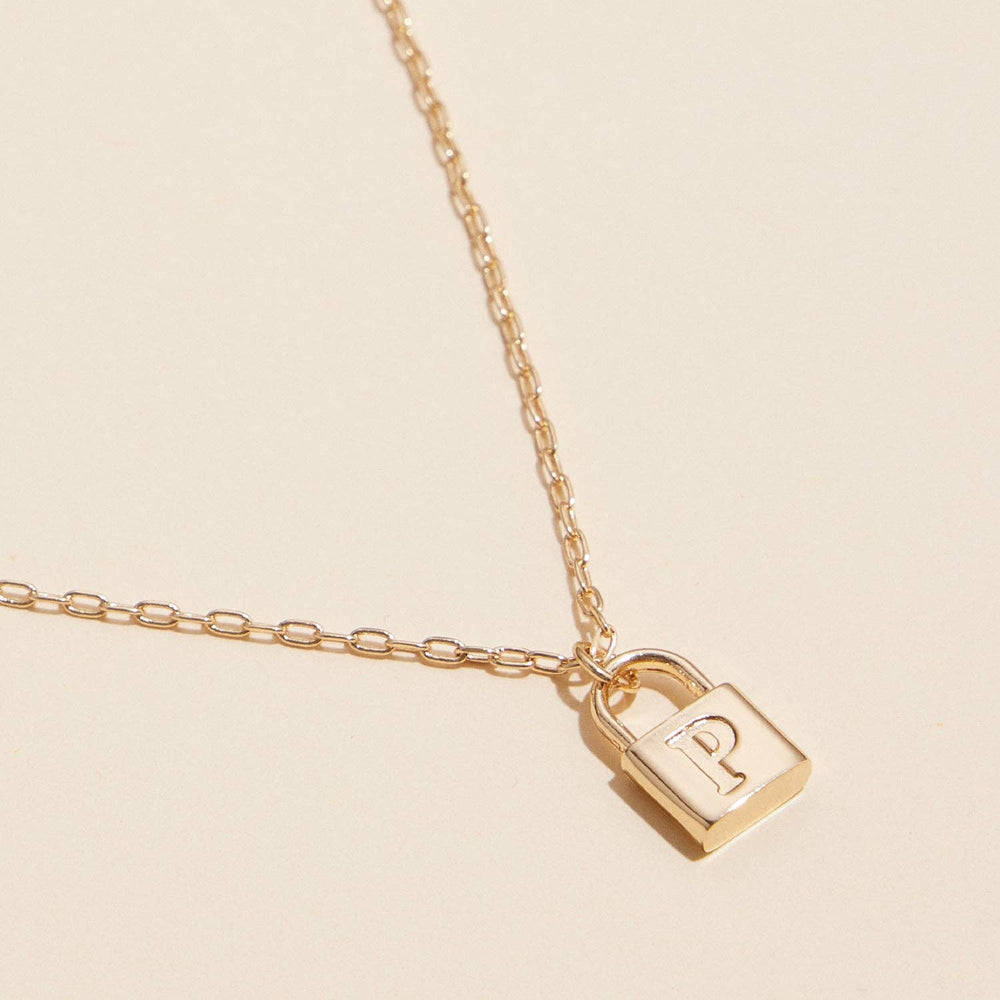 Initial Lock Pendant Necklace - 22 Palms Boutique